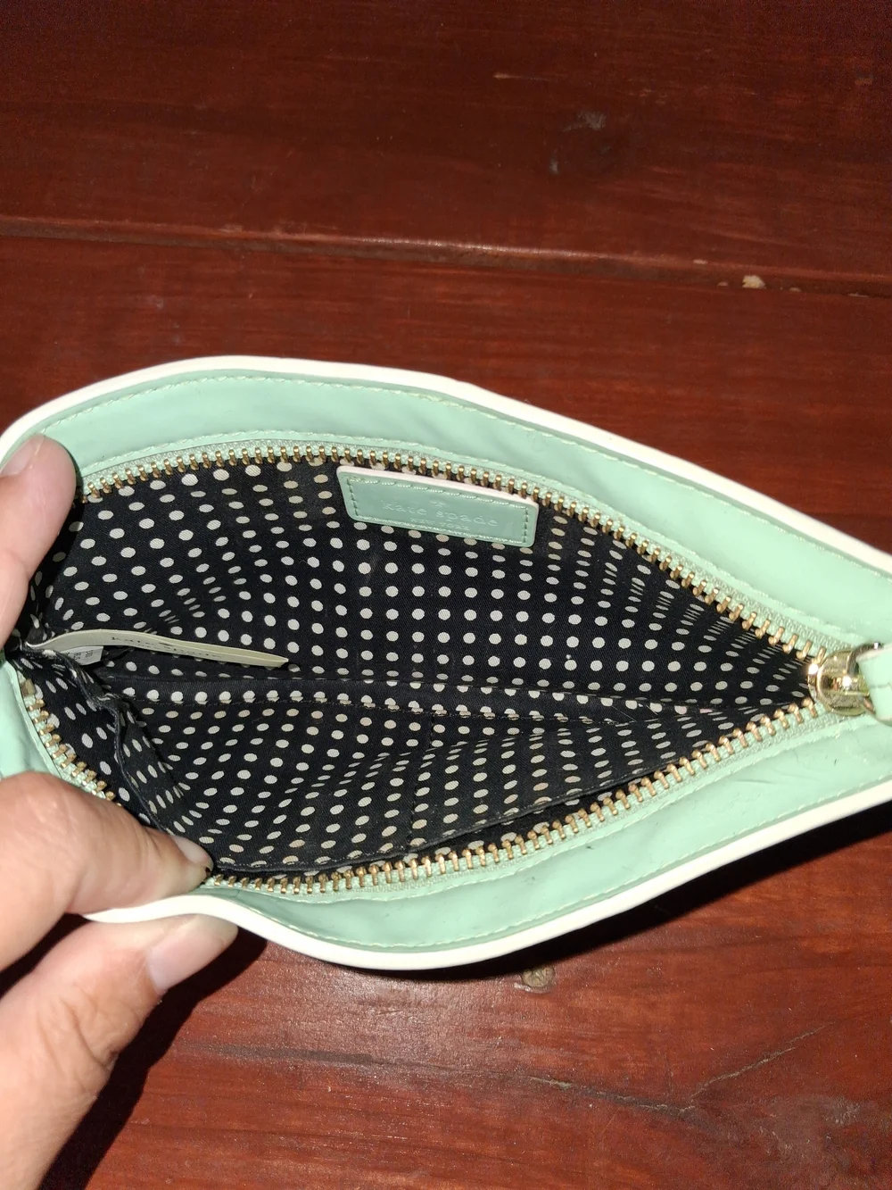 kate spade Mint Green Patent Leather Wristlet Clutch